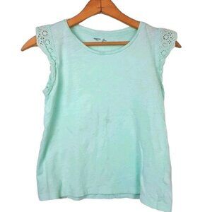 Gap Green (Soft Jade) Eyelet Lace Cap Sleeve Top Girls Size Large